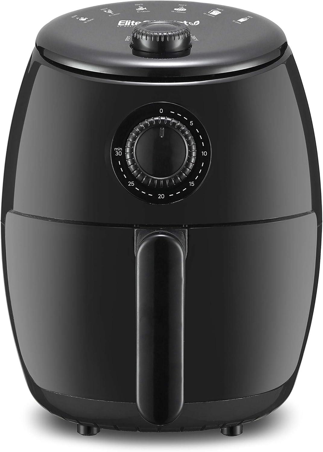 imageElite Gourmet EAF0201X Personal Compact Space Saving Electric Hot Air Fryer OilLess Healthy Cooker Timer ampamp Temperature Controls 1000W 21 Quart BlackBlack