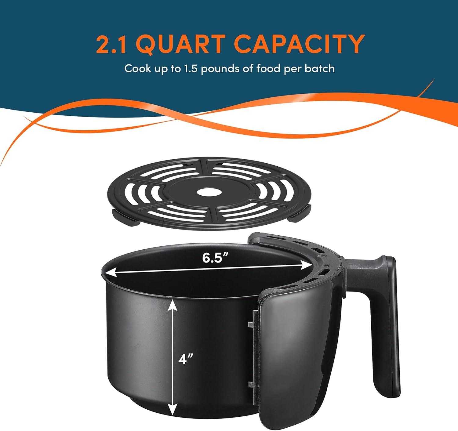 imageElite Gourmet EAF0201X Personal Compact Space Saving Electric Hot Air Fryer OilLess Healthy Cooker Timer ampamp Temperature Controls 1000W 21 Quart BlackBlack