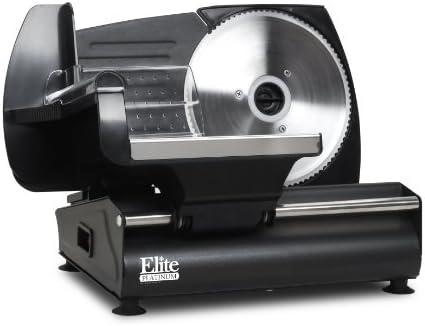 imageElite Gourmet EMT625B Ultimate Precision Electric Deli Food Meat Slicer Removable Stainless Steel Blade Adjustable Thickness Ideal for Cold Cuts Hard Cheese Vegetables ampamp Bread 75 BlackBlack