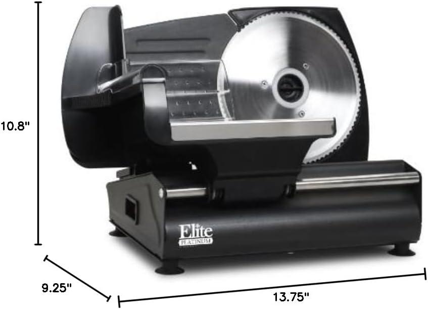 imageElite Gourmet EMT625B Ultimate Precision Electric Deli Food Meat Slicer Removable Stainless Steel Blade Adjustable Thickness Ideal for Cold Cuts Hard Cheese Vegetables ampamp Bread 75 BlackBlack