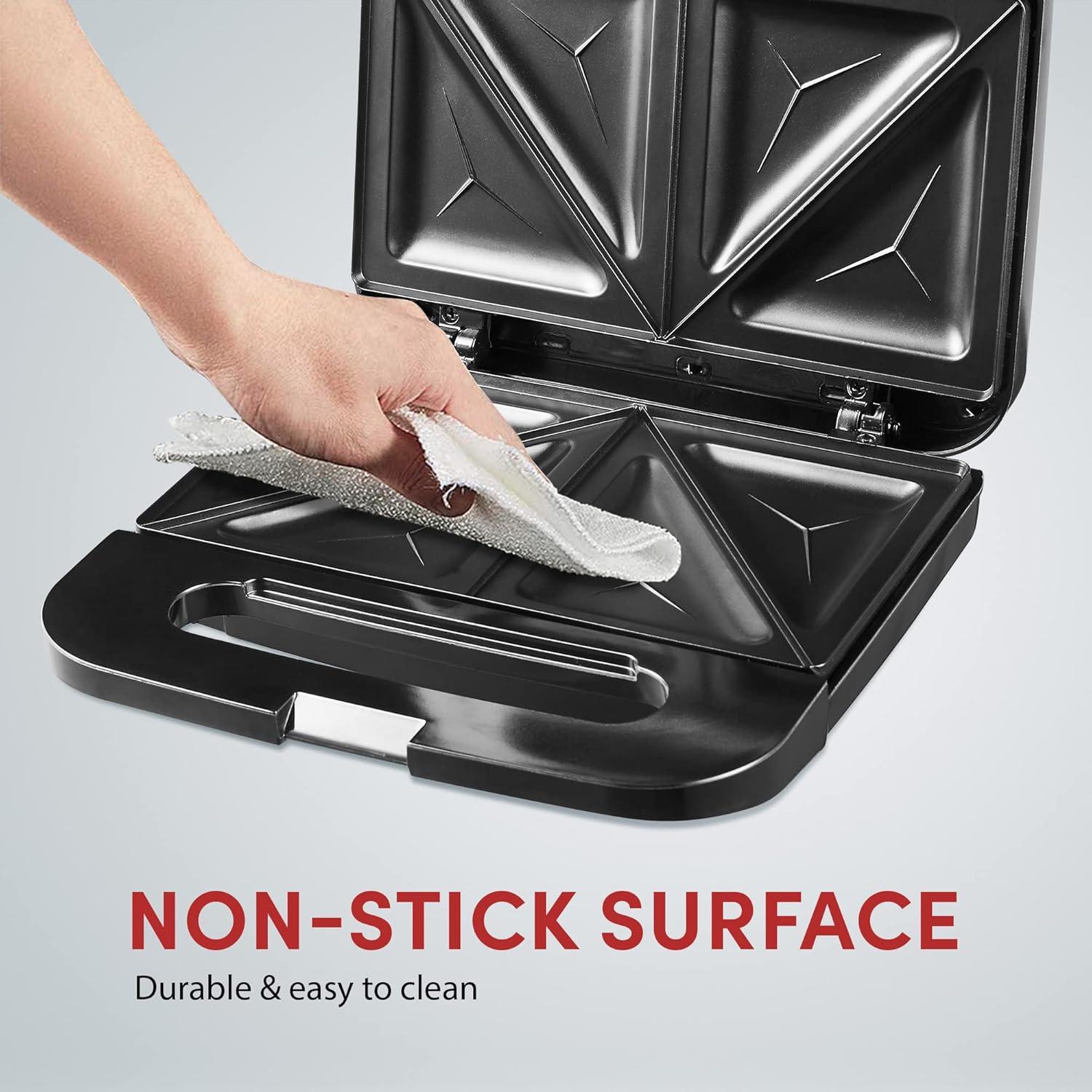 imageElite Gourmet ESM2207XSS Sandwich Panini Maker Grilled Cheese Machine Tuna Melt Omelets Nonstick Cooking Surface 2 Slice 750 Watts Stainless SteelOld Version