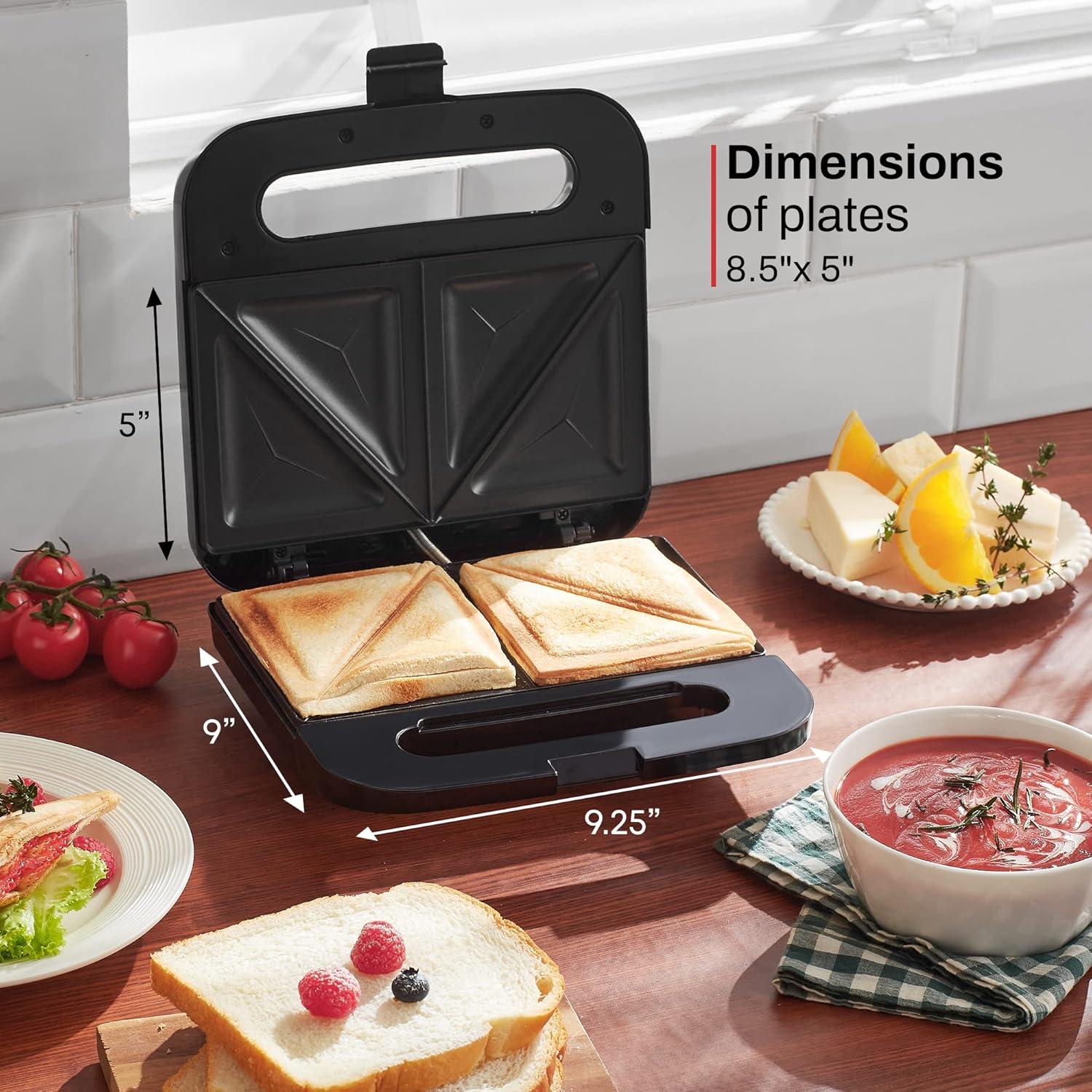 imageElite Gourmet ESM2207XSS Sandwich Panini Maker Grilled Cheese Machine Tuna Melt Omelets Nonstick Cooking Surface 2 Slice 750 Watts Stainless SteelOld Version