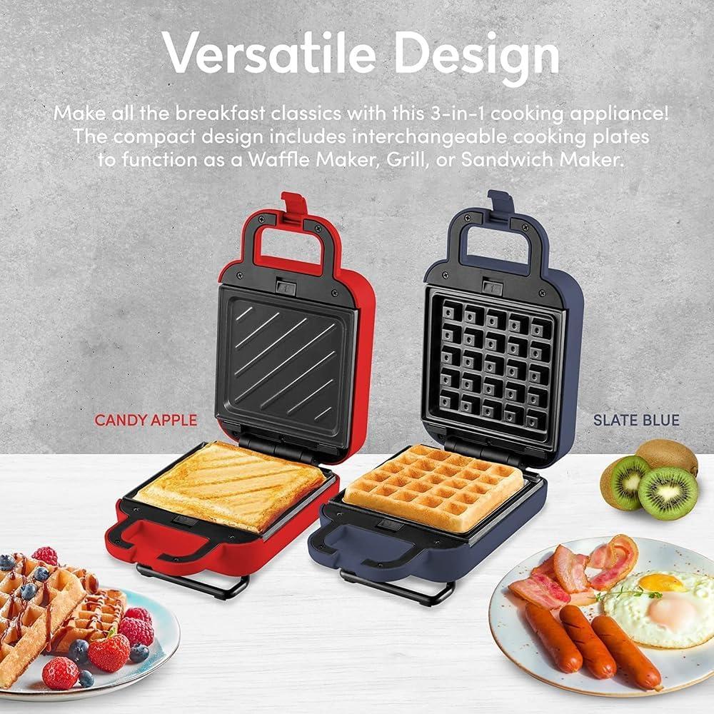 imageElite Gourmet EWM015R Electric Nonstick 45inch Mini Waffle Maker Belgian Waffles Compact Design Hash Browns Keto Snacks Sandwich Eggs Easy to Clean RedSlate blue