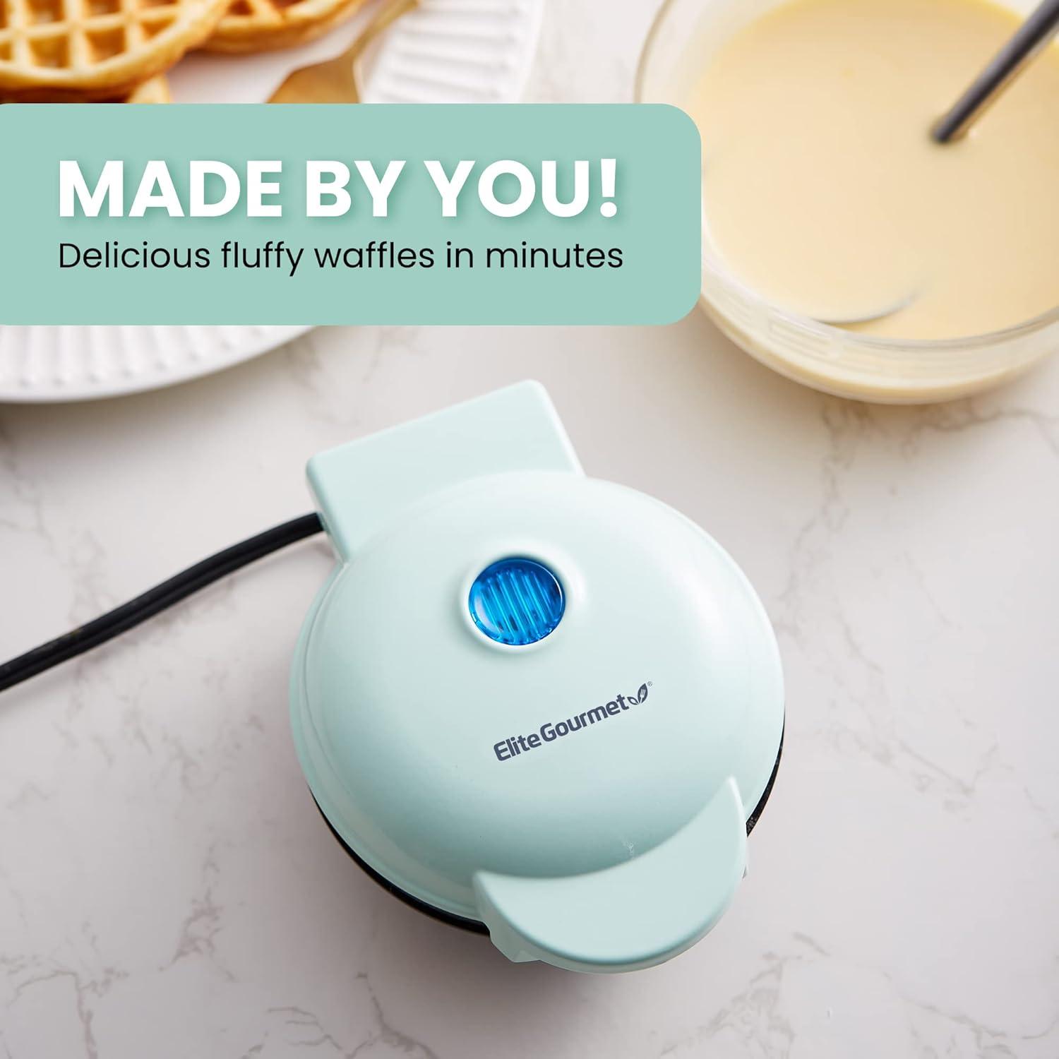 imageElite Gourmet EWM015R Electric Nonstick 45inch Mini Waffle Maker Belgian Waffles Compact Design Hash Browns Keto Snacks Sandwich Eggs Easy to Clean RedMint