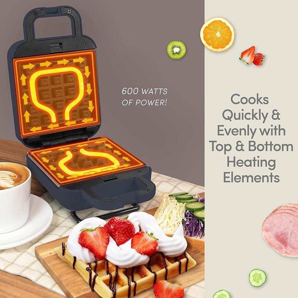 imageElite Gourmet EWM015R Electric Nonstick 45inch Mini Waffle Maker Belgian Waffles Compact Design Hash Browns Keto Snacks Sandwich Eggs Easy to Clean RedSlate blue