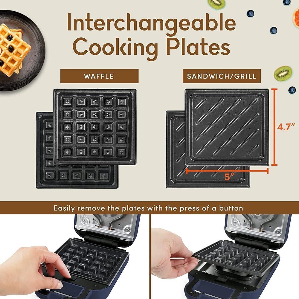 imageElite Gourmet EWM015R Electric Nonstick 45inch Mini Waffle Maker Belgian Waffles Compact Design Hash Browns Keto Snacks Sandwich Eggs Easy to Clean RedSlate blue