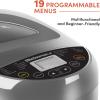 imageElite Gourmet EBM8103CG Programmable Bread Maker CERALAST Ceramic Bread Pan ampamp Kneading Blade 19 Menu Functions GlutenFree White Wheat Rye French ampamp more 2lbs GreyCeramic