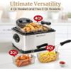 imageElite Gourmet EDF401TX 1700Watt Triple Basket Electric Deep Fryer with Timer and Temperature Knobs and Odor Free Filter 42L 18Cup BlackBlack