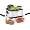 imageElite Gourmet EDF401TXB Electric 45 Qt  17 Cup Immersion Deep Fryer 3Baskets 1700Watt Timer Control Adjustable Temperature Lid with Viewing Window and Odor Free FilterStainless Steel and Black