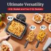 imageElite Gourmet EDF401TXB Electric 45 Qt  17 Cup Immersion Deep Fryer 3Baskets 1700Watt Timer Control Adjustable Temperature Lid with Viewing Window and Odor Free FilterBlack