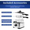 imageElite Gourmet EDF401TXB Electric 45 Qt  17 Cup Immersion Deep Fryer 3Baskets 1700Watt Timer Control Adjustable Temperature Lid with Viewing Window and Odor Free FilterStainless Steel and Black