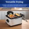 imageElite Gourmet EDF401TXB Electric 45 Qt  17 Cup Immersion Deep Fryer 3Baskets 1700Watt Timer Control Adjustable Temperature Lid with Viewing Window and Odor Free FilterStainless Steel and Black