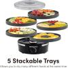 imageElite Gourmet EFD809D Food Dehydrator with 5 Stainless Steel Trays Adjustable Temp ampamp Time  Keep Warm Includes Interior Light Fruit Roll Tray and Recipe Booklet BlackBlack and Gray