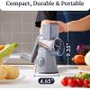 imageElite Gourmet EFP593 Rotary Cheese Grater with 3 StainlessSteel Blades for Slicing Shredding ampamp Fine Shredding Strong Suction Base DishwasherSafe Grey