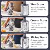 imageElite Gourmet EFP593 Rotary Cheese Grater with 3 StainlessSteel Blades for Slicing Shredding ampamp Fine Shredding Strong Suction Base DishwasherSafe Grey