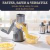 imageElite Gourmet EFP593 Rotary Cheese Grater with 3 StainlessSteel Blades for Slicing Shredding ampamp Fine Shredding Strong Suction Base DishwasherSafe Grey