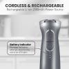 imageElite Gourmet EHB1300 Cordless Rechargeable Hand Blender Variable Speed Blending with OneTouch Power Button Stainless Steel Blades Portable Easy Control Stick Mixer Baby Food Charcoal GreyGrey