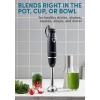imageElite Gourmet EHB1300 Cordless Rechargeable Hand Blender Variable Speed Blending with OneTouch Power Button Stainless Steel Blades Portable Easy Control Stick Mixer Baby Food Charcoal GreyBlackStainless Steel
