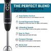 imageElite Gourmet EHB1300 Cordless Rechargeable Hand Blender Variable Speed Blending with OneTouch Power Button Stainless Steel Blades Portable Easy Control Stick Mixer Baby Food Charcoal GreyBlackStainless Steel