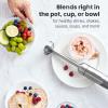 imageElite Gourmet EHB1300 Cordless Rechargeable Hand Blender Variable Speed Blending with OneTouch Power Button Stainless Steel Blades Portable Easy Control Stick Mixer Baby Food Charcoal GreyGrey