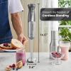 imageElite Gourmet EHB1300 Cordless Rechargeable Hand Blender Variable Speed Blending with OneTouch Power Button Stainless Steel Blades Portable Easy Control Stick Mixer Baby Food Charcoal GreyGrey