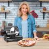 imageElite Gourmet EMT625B Ultimate Precision Electric Deli Food Meat Slicer Removable Stainless Steel Blade Adjustable Thickness Ideal for Cold Cuts Hard Cheese Vegetables ampamp Bread 75 BlackStainless Steel  Black