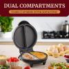 imageElite Gourmet EOM205 NonStick Omelet Frittata Snack Pocket Maker for 2 Individual 65quot Omelets Stainless Steel and BlackStainless Steel and Black