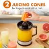 imageElite Gourmet ETS740 BPAFree Electric Citrus Juicer with 2 Cones Compact Large Volume Pulp Control Oranges Lemons Limes Grapefruits with Easy Pour Spout 12L BlackStainless Steel40 ounce