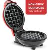 imageElite Gourmet EWM015R Electric Nonstick 45inch Mini Waffle Maker Belgian Waffles Compact Design Hash Browns Keto Snacks Sandwich Eggs Easy to Clean RedRed