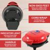 imageElite Gourmet EWM015R Electric Nonstick 45inch Mini Waffle Maker Belgian Waffles Compact Design Hash Browns Keto Snacks Sandwich Eggs Easy to Clean RedRed
