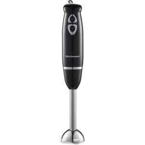 imageElite Gourmet EHB1300 Cordless Rechargeable Hand Blender Variable Speed Blending with OneTouch Power Button Stainless Steel Blades Portable Easy Control Stick Mixer Baby Food Charcoal GreyBlackStainless Steel