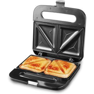 imageElite Gourmet ESM2207XSS Sandwich Panini Maker Grilled Cheese Machine Tuna Melt Omelets Nonstick Cooking Surface 2 Slice 750 Watts Stainless SteelNew Version
