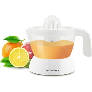 imageElite Gourmet ETS740 BPAFree Electric Citrus Juicer with 2 Cones Compact Large Volume Pulp Control Oranges Lemons Limes Grapefruits with Easy Pour Spout 12L BlackStainless Steel16 ounce