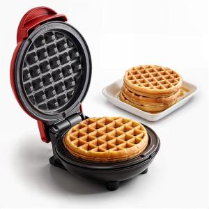 imageElite Gourmet EWM015R Electric Nonstick 45inch Mini Waffle Maker Belgian Waffles Compact Design Hash Browns Keto Snacks Sandwich Eggs Easy to Clean RedRed