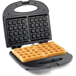 imageElite Gourmet MaxiMatic Electric Nonstick Belgian Waffle Iron Snack Maker Machine Breakfast Sandwiches Compact ampamp Portable 2 Slice BlackWaffle
