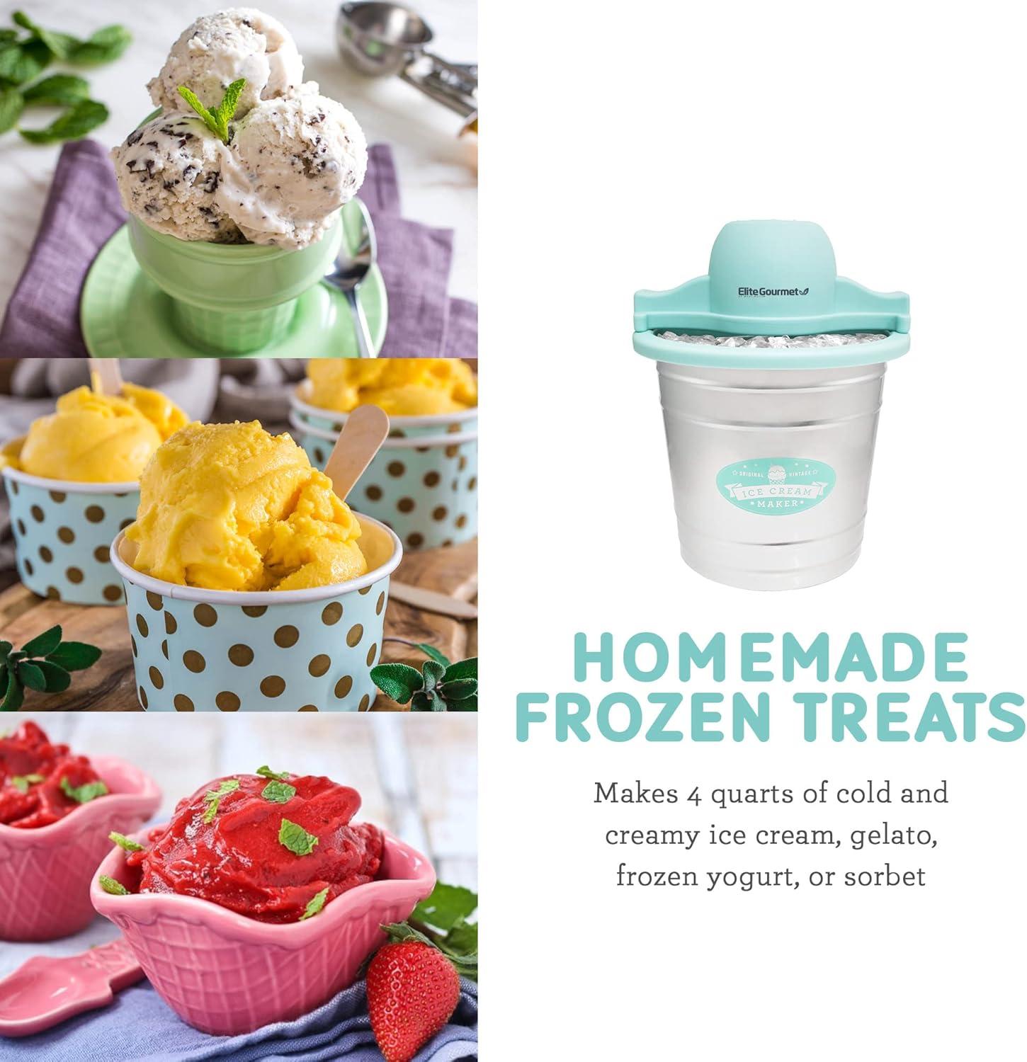 imageElite Gourmet MaxiMatic EIM924L 4 quart Old Fashioned Electric Ice Cream Maker Pine BucketMint