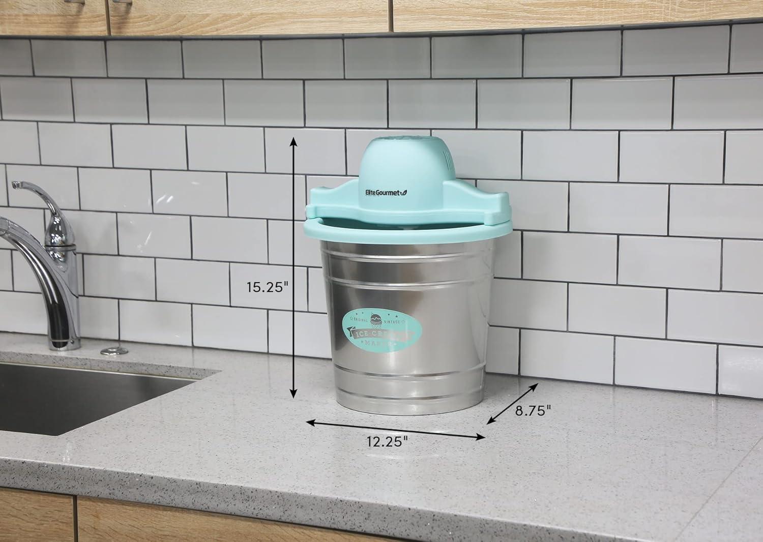 imageElite Gourmet MaxiMatic EIM924L 4 quart Old Fashioned Electric Ice Cream Maker Pine BucketMint