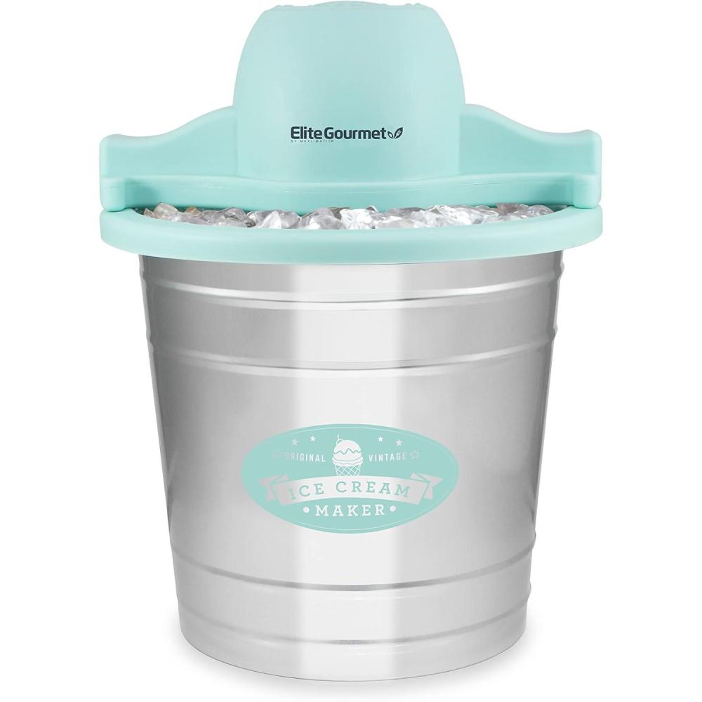 imageElite Gourmet MaxiMatic EIM924L 4 quart Old Fashioned Electric Ice Cream Maker Pine BucketMint