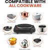 imageElite Gourmet EDB302BF Countertop Double Cast Iron Burner 1500 Watts Electric Hot Plate Temperature Controls Power Indicator Lights Easy to Clean BlackSingle