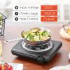 imageElite Gourmet EDB302BF Countertop Double Cast Iron Burner 1500 Watts Electric Hot Plate Temperature Controls Power Indicator Lights Easy to Clean BlackSingle Coil