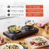 imageElite Gourmet EDB302BF Countertop Double Cast Iron Burner 1500 Watts Electric Hot Plate Temperature Controls Power Indicator Lights Easy to Clean BlackDouble