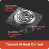imageElite Gourmet EDB302BF Countertop Double Cast Iron Burner 1500 Watts Electric Hot Plate Temperature Controls Power Indicator Lights Easy to Clean BlackSingle Coil