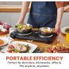 imageElite Gourmet EDB302BF Countertop Double Cast Iron Burner 1500 Watts Electric Hot Plate Temperature Controls Power Indicator Lights Easy to Clean BlackDouble
