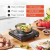 imageElite Gourmet EDB302BF Countertop Double Cast Iron Burner 1500 Watts Electric Hot Plate Temperature Controls Power Indicator Lights Easy to Clean BlackSingle