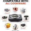 imageElite Gourmet EDB302BF Countertop Double Cast Iron Burner 1500 Watts Electric Hot Plate Temperature Controls Power Indicator Lights Easy to Clean BlackSingle Coil