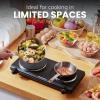 imageElite Gourmet EDB302BF Countertop Double Cast Iron Burner 1500 Watts Electric Hot Plate Temperature Controls Power Indicator Lights Easy to Clean BlackDouble