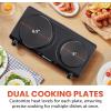 imageElite Gourmet EDB302BF Countertop Double Cast Iron Burner 1500 Watts Electric Hot Plate Temperature Controls Power Indicator Lights Easy to Clean BlackDouble