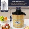 imageElite Gourmet EIM418 Old Fashioned 4 Quart Vintage Walnut Wood Bucket Electric Ice Cream Maker Machine Uses Ice and Rock Salt Churns Ice Cream in MinutesPine