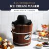 imageElite Gourmet EIM418 Old Fashioned 4 Quart Vintage Walnut Wood Bucket Electric Ice Cream Maker Machine Uses Ice and Rock Salt Churns Ice Cream in MinutesWalnut