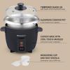 imageElite Gourmet ERC003BX Electric Rice Cooker with Automatic Keep Warm Makes Soups Stews Grains Hot Cereals 6 Cups Cooked 3 Cups Uncooked Black